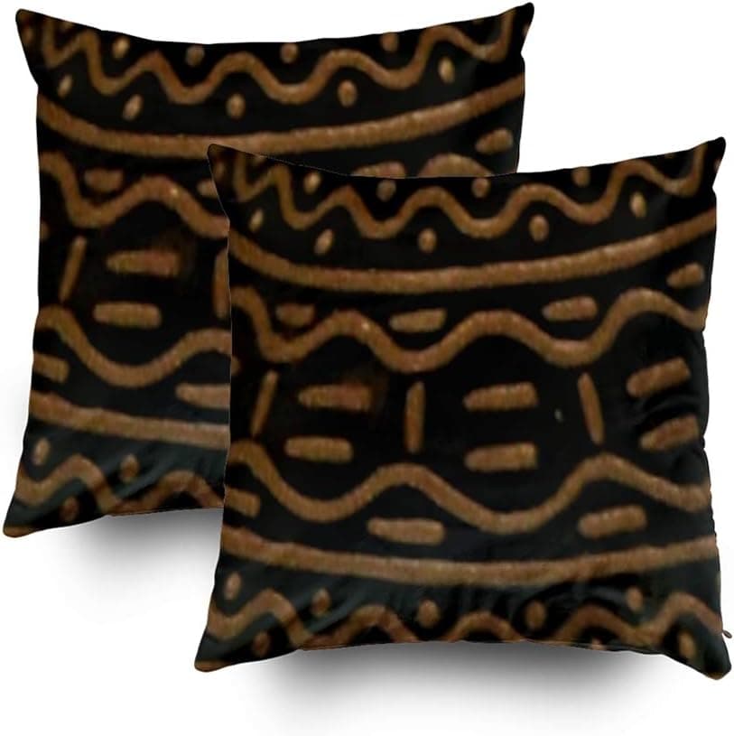 Musesh Grey Pillow Case, Sofa Pillow Covers Pack of 2 African American Home Decor Brown and Black Print for Home Decorative Farmhouse Pillow Cover 16X16 Pillow Covers