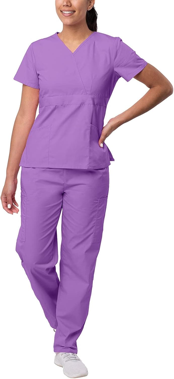 Sivvan Scrubs for Women - Mock Wrap & Cargo Pants Scrub Set