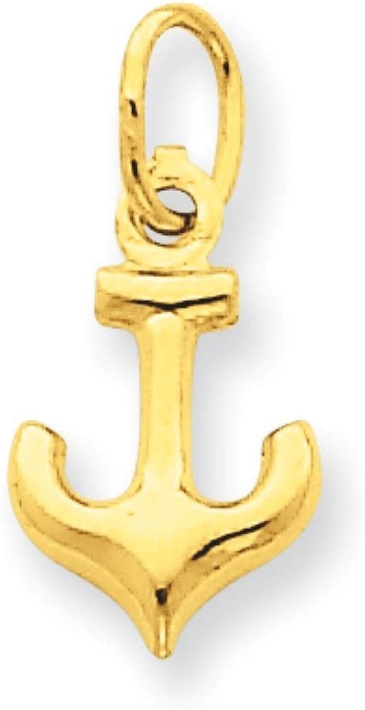 14k Yellow Gold Polished Anchor Charm Pendant - 16mm