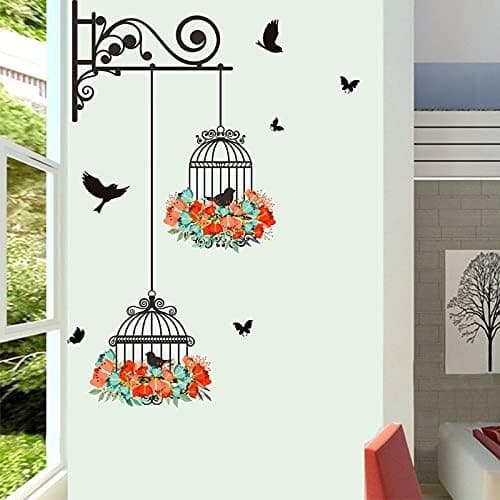 Wall Sticker New Birdcage Flower Flying for Living Room Nursery Room Wall Stickers Vinyl Wall Decals Wall Sticker for Kids Room Home Decor