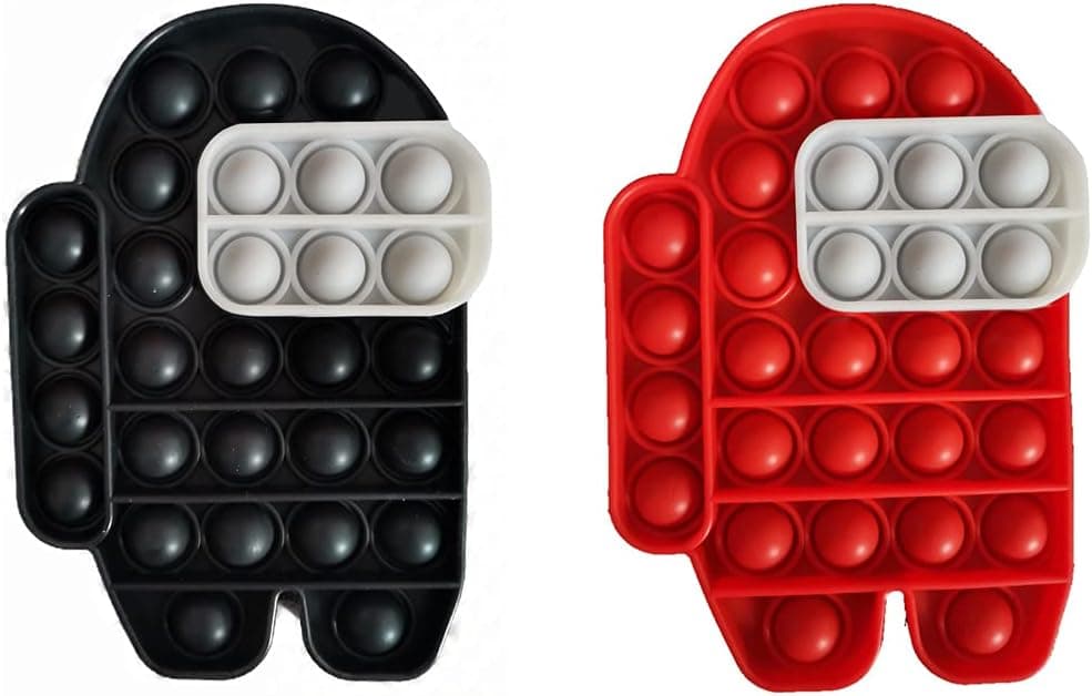 HANGYUAN Push Popping Bubble Sensory Fidget Toys Among ,Stress Reliever Silicone Stress Reliever Toys-Black+Red