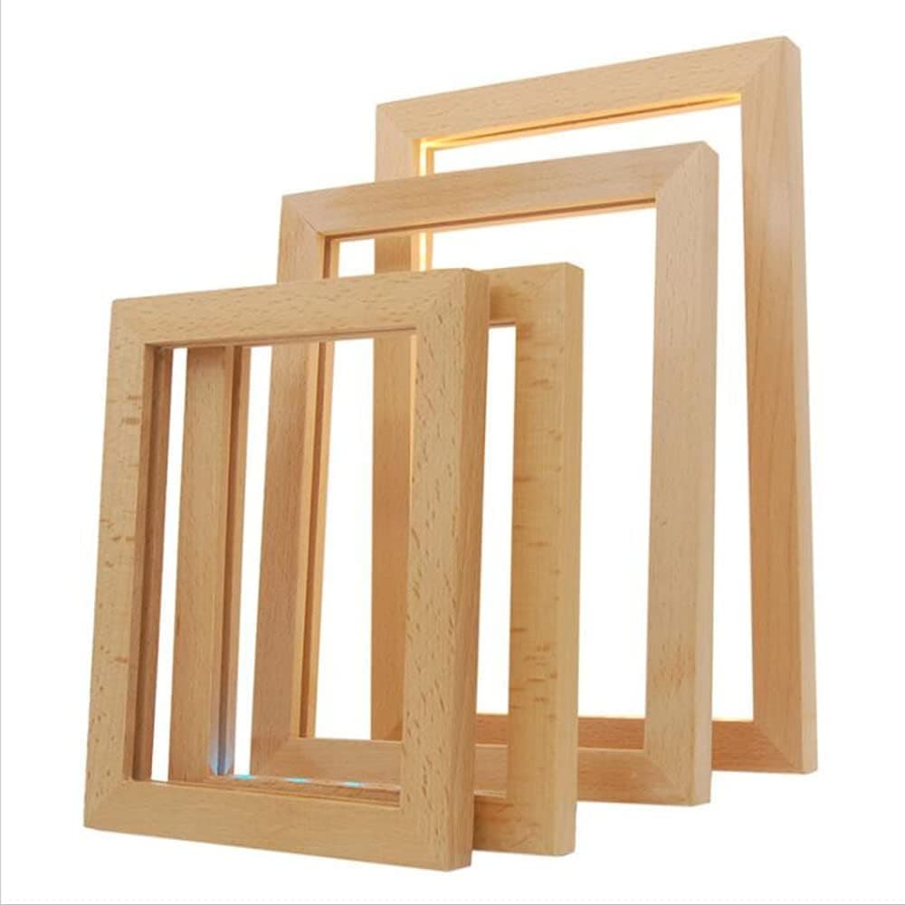 Creative DIY Wooden Photo Frame LED Night Light 3D Internally Carved Beech Wood Luminous Acrylic Crystal Photo Frame Decoration