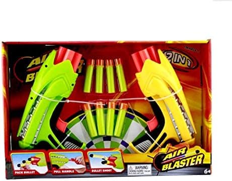 OKK TOYS Double AIR Blasters N Strike 2 in 1 Elite Toy Blaster with Rotating Barrel, Slam Pull Action, and 8 Elite Bullets for Kids, Teens, & Adults