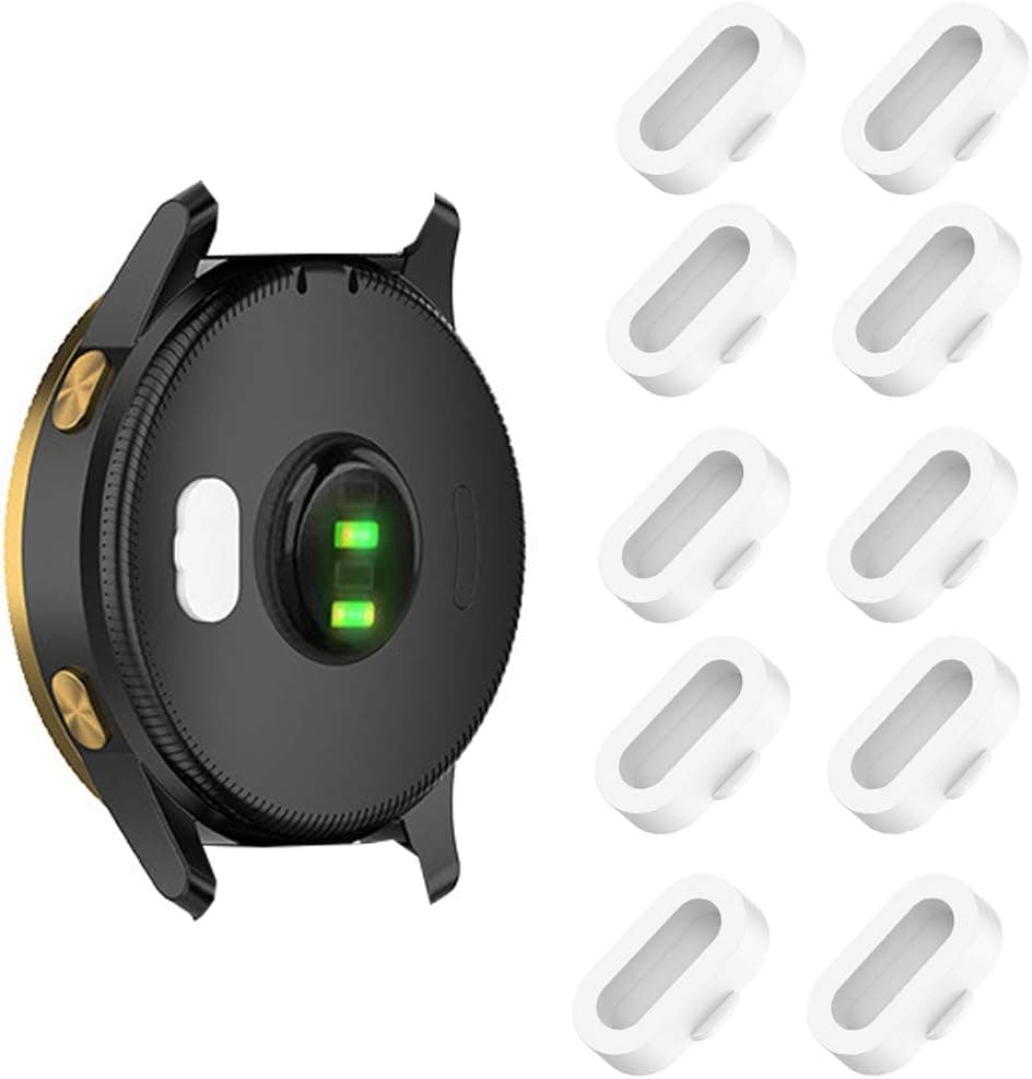 200Pcs Vivoactive 4s Dust Plug, Blueshaw Silicone Charger Port Protector Compatible for Garmin Venu/vivomove 3/vivomove 3S/vivoactive 4/vivoactive 4s/Fenix 5/Fenix 5S/Fenix 5X/Fenix 6/Fenix 6 (White)