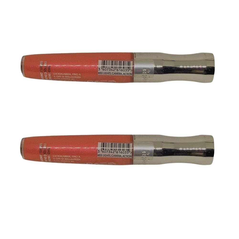 Pack of 2 Rimmel Stay Glossy 3D Lipgloss, Lights, Camera, Action 603