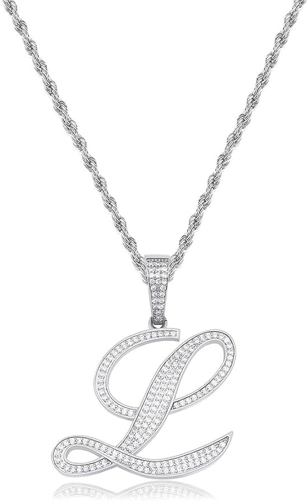 GUCY Large Letter Chain Necklace for Women Men Initial Letter Pendant Necklace Gold/Silver Stainless Steel Chain