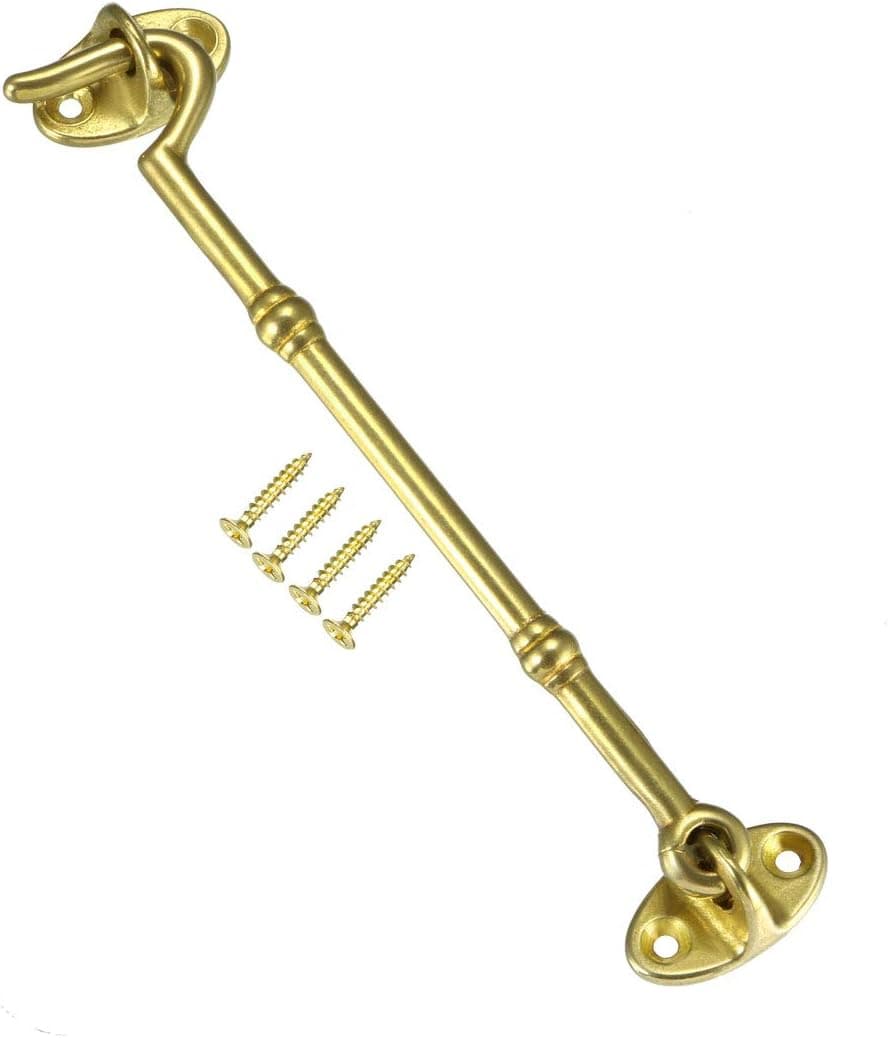 uxcell 6" Cabin Hooks Eye Latch Door Gate Swivel Window Brass Hook with Mounting Screws Golden 1pcs