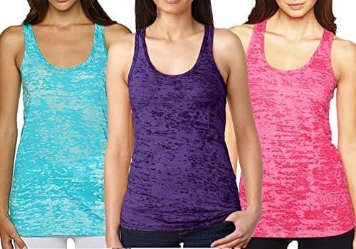 Women's Plain Burnout Racerback Workout Tank Tops