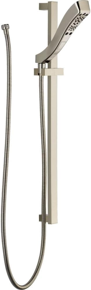 Delta Faucet 4-Spray H2Okinetic Slide Bar Hand Held Shower with Hose, Chrome Handheld Shower Head, Slide Bar Hand Shower, Handheld Shower, Detachable Shower Head, Chrome 51552