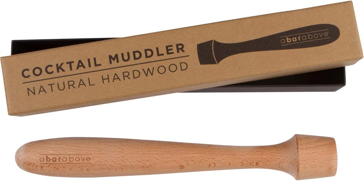 A Bar Above Wooden Muddler for Cocktails – 12-Inch-Long Cocktail Muddler Perfect for Crushing Fruit, Pressing Mint and Sugar Cubes – Mint Muddler for Mojitos – Essential Bar Tools for Cocktail Set