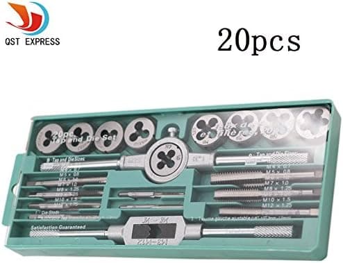QST 20pcs 1/16''-1/2'' NC Screw Thread Plugs Taps Dies Set Carbon Steel Screw Hand Tools