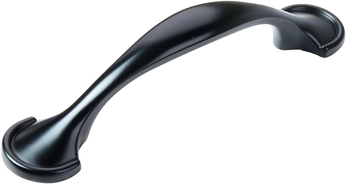 3 in. (76 mm) Flat Black Traditional Rounded-Foot Drawer Pull (10-pack)