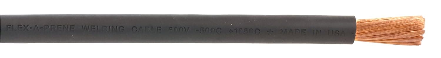 #6 Gauge AWG - Flex-A-Prene® - Welding/Battery Cable - Black - 600 V - Made in USA (5 FEET)