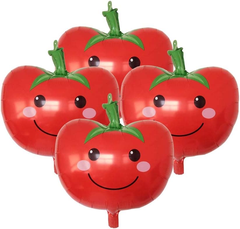 TOYANDONA 4pcs Vegetable Balloons Aluminium Foil Balloons Cute Cartoon Decoration Balloons Party Supplies (Tomato)