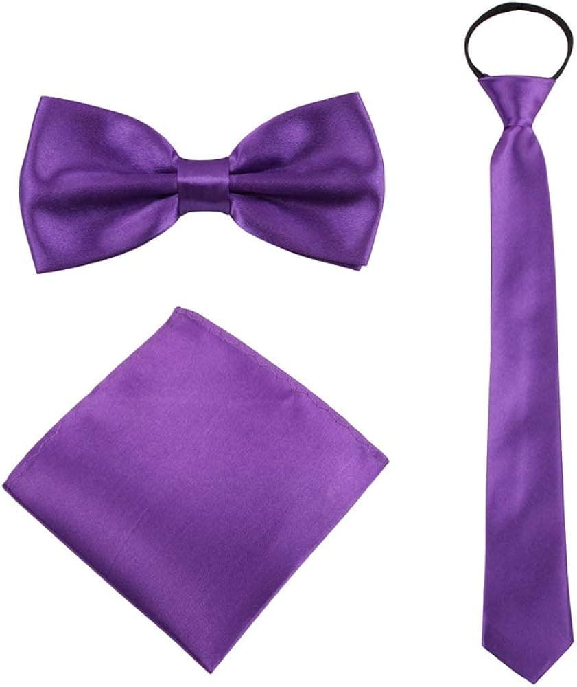 GUCHOL Boys Bow Tie Pocket Square Necktie - 3 Piece Set for Kids with Wedding Praty