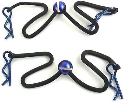 Hot Racing BWP123B06 Body Clips with Fastened Rubber Leash (Blue)