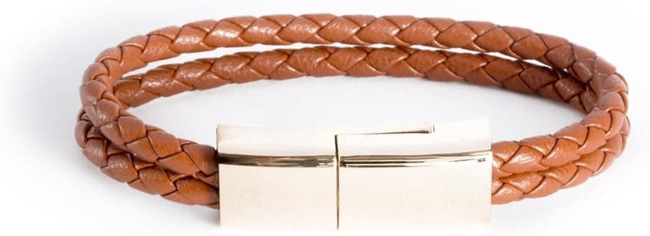 Dzzkoye USB Charging Cable Bracelet Portable Leather Charger Cord for iPhone iPad, iPod, Air Pods (Brown L)