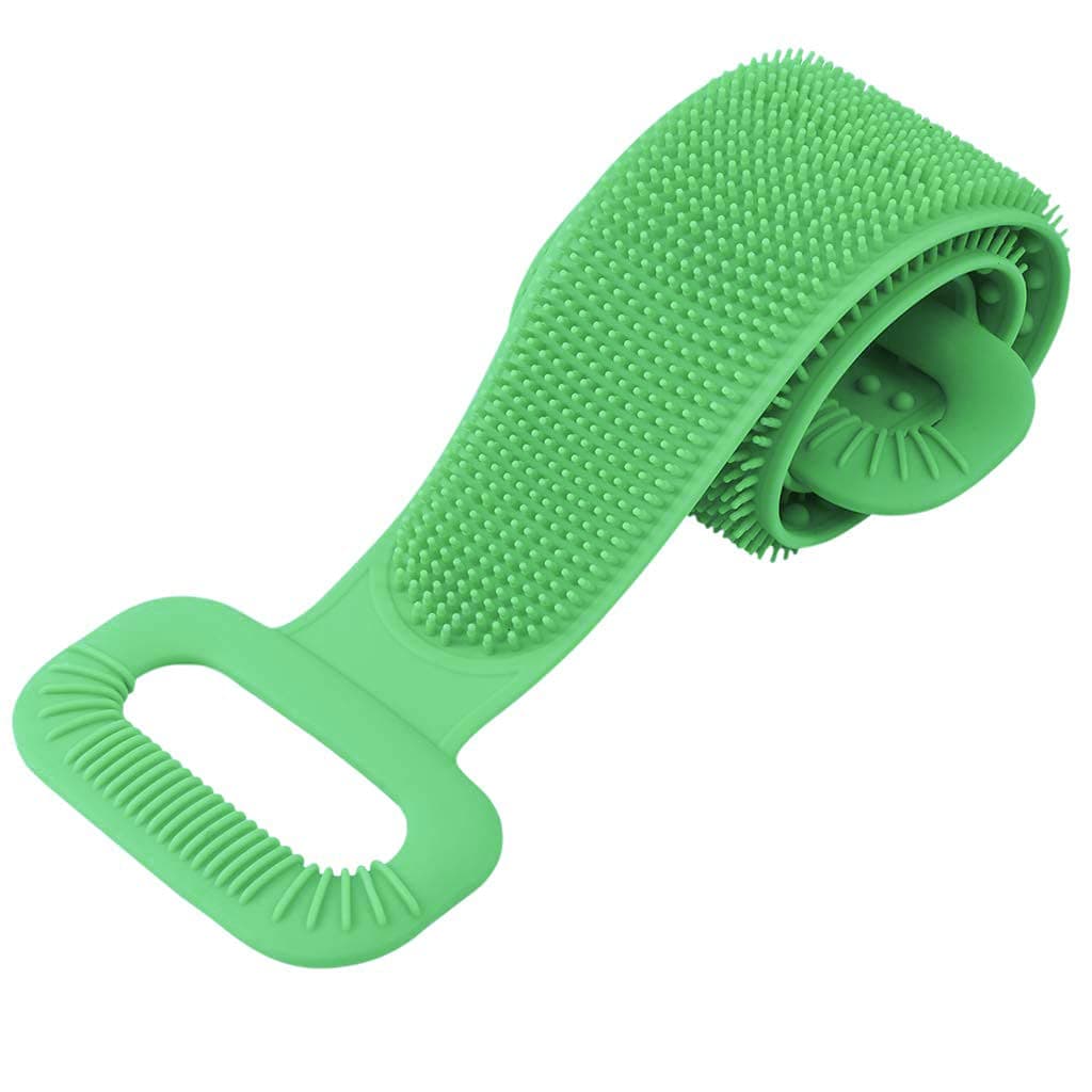Silicone Body Back Scrubber for Shower, Silicone Bath Body Brush, Lengthen & Soft Back Washer for Deep Cleaning, Exfoliating and Massaging(Green)