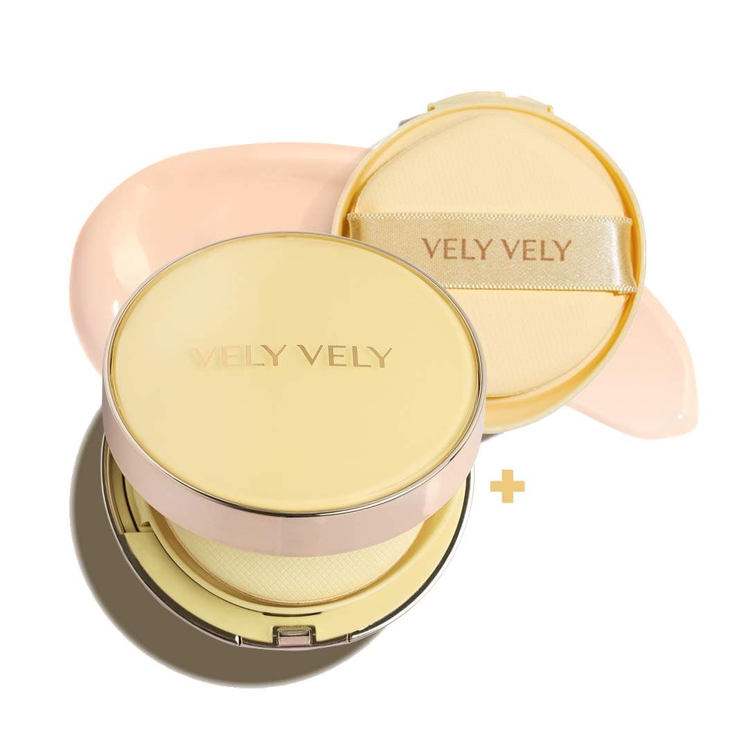 VELY VELY AURA HONEY GLOW CUSHION- Moisturizing Foundation Brightening Anti-Wrinkle Hydrating Liquid Foundation Belgian Spa Water 31% Honey Propolis All Skin Type 15g (#21 Light + Refill)