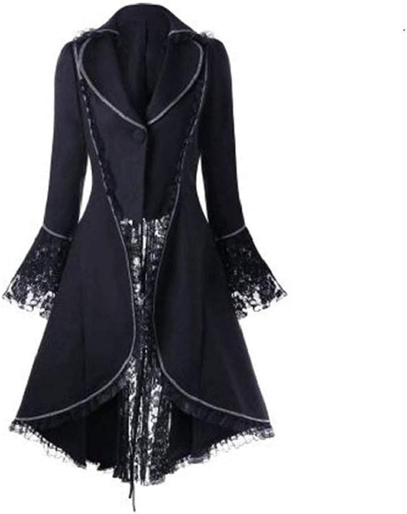 Women's Winter Vintage Gothic Tailcoat Long Sleeve Steampunk Jacket Tuxedo Coat Wedding Uniform Sopzxclim Black