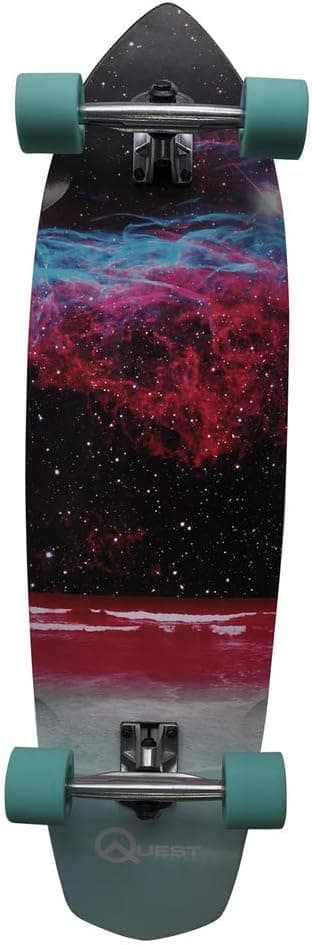 Quest Cosmic Cruiser for Beginners & Pro | Longboard Skateboard for Boys, Girls, and Adults | 36 Inch Deck, Pro-Quality Russian Maple, 6 Inch Aluminum Truck | Assembled Complete Longboard Skateboard