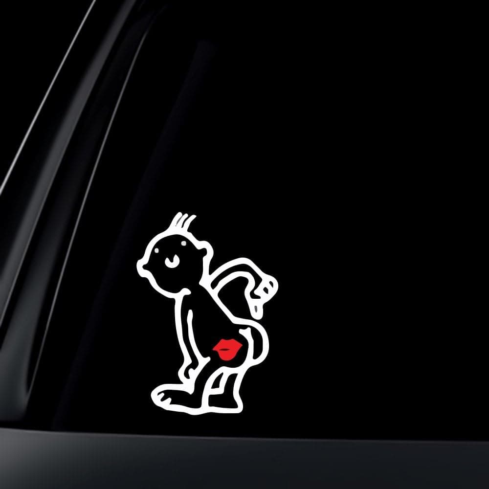 World Design Kiss My Ass Car Decal/Sticker - 6" White