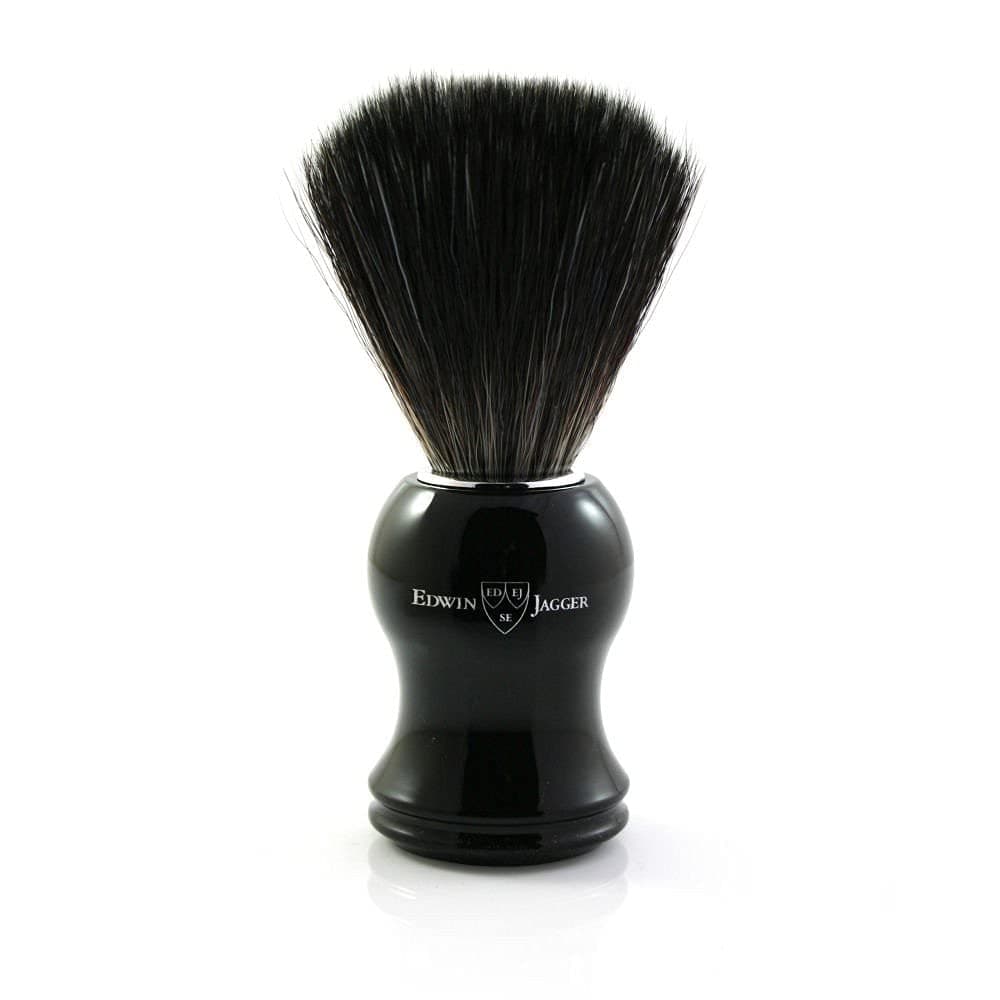 Edwin Jagger Black Synthetic Fiber Shaving Brush-Large (Imitation Ebony)