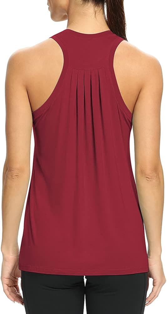 Mippo Workout Tops for Women High Neck Racerback Tank Tops Loose Fit Athletic Yoga Shirts
