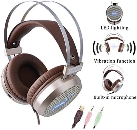 Gaming Headset, Qcute ENMEY-G800 3.5 Virtual Surround Sound Stereo Game Headphone with LED, Vibration Function, Built-in Microphone