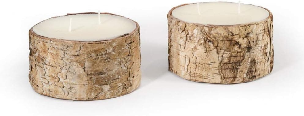 Serene Spaces Living Birch Bark Candle, Set of 2 Large Size – Pillar Style Candle Brings Nature Indoors, Ideal for Weddings, Parties, Events, Restaurants, Home Decor, 5" in Diameter & 3" Tall