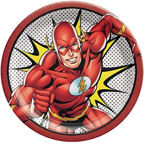Justice League The Flash Design Round Paper Plates - 9" | Multicolor | Pack of 8