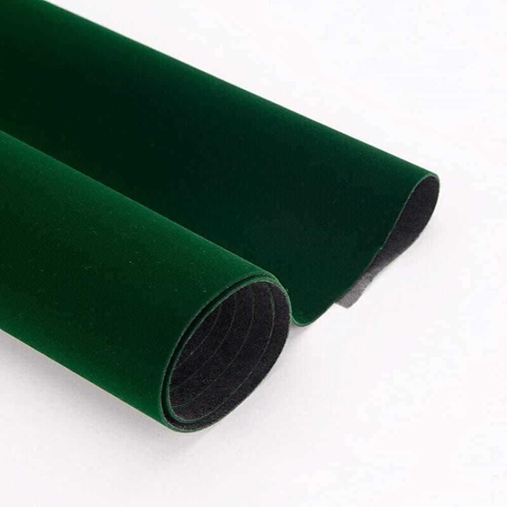 17.7" x 117" Self Adhesive Velvet Drawer Liner for Jewelry Box Dresser Cabinets Shelves Art Crafts DIY Photo Project Peel and Stick Felt Fabric Drawer Liner Roll (Green)