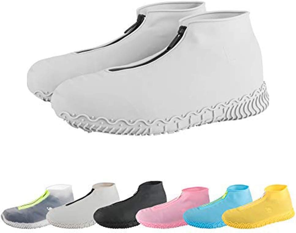 ATOFUL Reusable Silicone Waterproof Shoe Covers, Silicone Shoe Covers with Zipper No-Slip Silicone Rubber Shoe Protectors for Kids,Men and Women