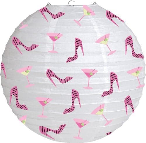 12" Round Hanging Paper Lantern, Martini Glass and High Heels