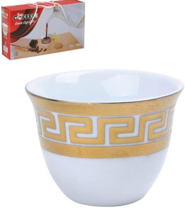Turkish Arabic Coffee Cups Gawa Set of 12 (Gold Greek Key)