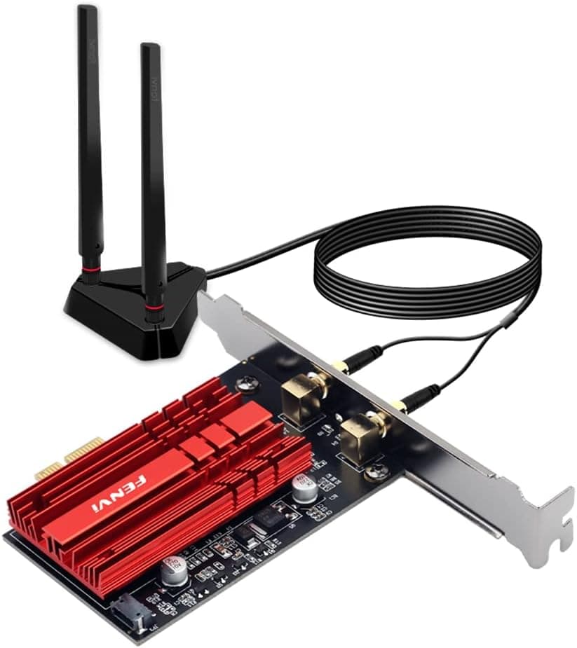 Fenvi AXE3000Pro AX210NGW WiFi 6E PCI-E Network Card Tri-Band BT5.2 Wireless Gigabit 802.11ax ac 6GHz 5GHz 2.4GHz MU-MIMO for Desktop PC PCIe WiFi Adapter Windows 10/11 with 1.2m SMA High Gain Antenna