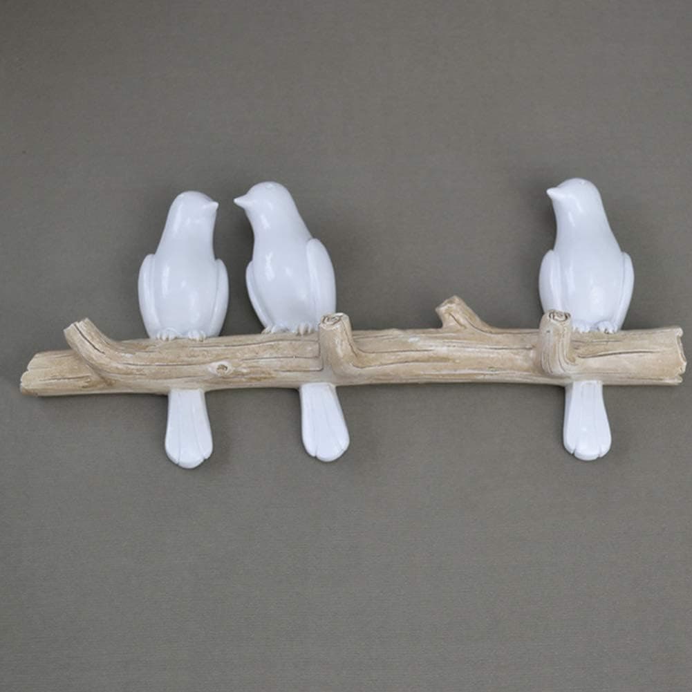 Decorative Birds On Tree Branch Wall Mounted Coat Hanger Coats Hats Keys Towels Hooks Hanger Holder Punch Hooks Accessories for Home Door Wall Back Hanging Hooks