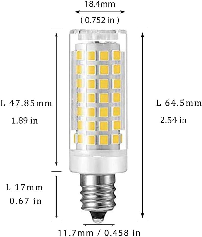 LED E11 T4 Mini-Candelabra JD Light Bulb 7W 50W to 70W Halogen Replacement (4 Pack) 90SMD2835 Corn JDE11 120V for Chandeliers, Sconce, Cabinet Lighting, Daylight White 6000K, Dimmable