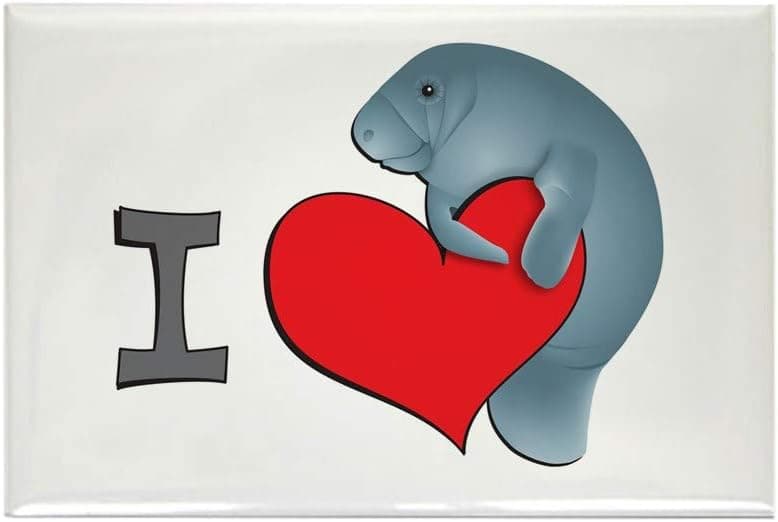 CafePress I Heart Manatees Rectangle Magnet, 3"x2" Refrigerator Magnet