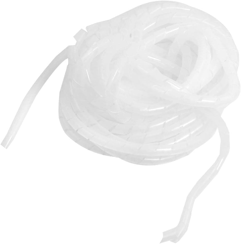 10M Long PE Polyethylene Spiral Cable Wire Wrap Tube White 10mm