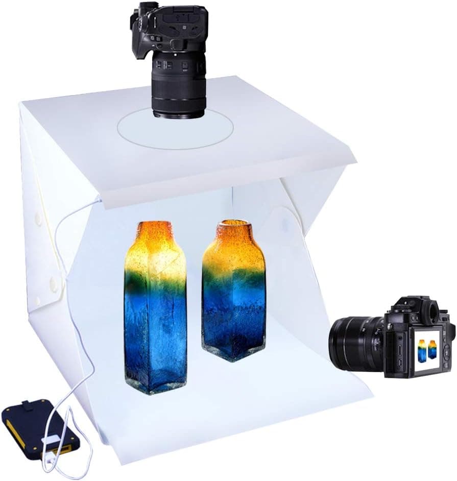 Photo Studio Tent Jewelry Light Box Kit Portable Foldable Home Photography Studio Light Box Booth Shooting Tent with LED Light Strips - with 2 Color Background