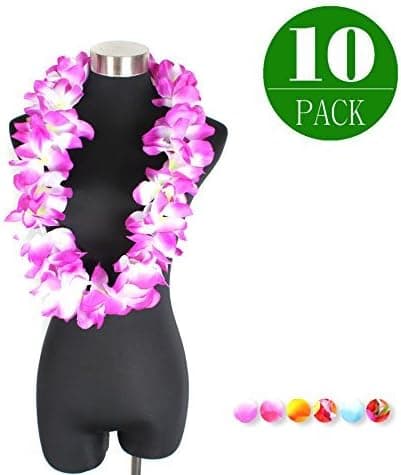 OLSUS Hawaiian Lei Neck Garlands Beautiful Adults & Kids in Bulk for Beach Party Purple 10 pcs