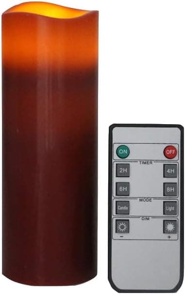 Kitch Aroma Led Flickering Flameless Candles Pack of 1(H 6" xD 2.2") Red Flameless Pillar Flickering LED Candles with Remote for Home Decor