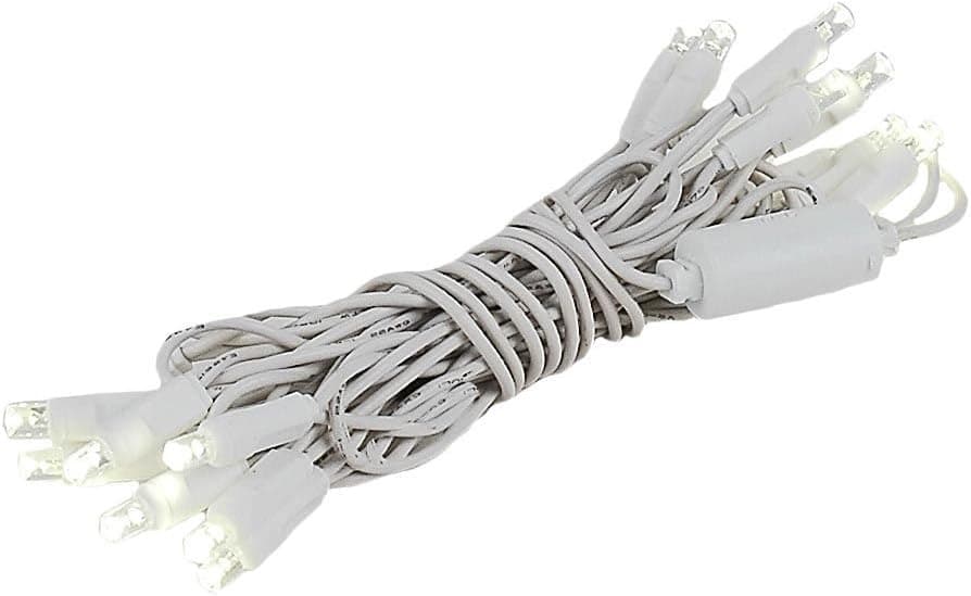 Novelty Lights 20 Light LED Christmas Mini Light Set, Outdoor Curtain Wreath Craft Bottle String Lights, Warm White, Non-Connectable, White Wire, 8.5 Feet