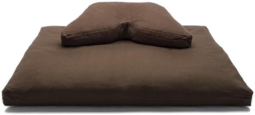Chocolate Buckwheat Hull Fill Regular Lift Cosmic Cushion & Cotton Batting Zabuton Meditation Cushion Yoga Pillow 2 pc Set