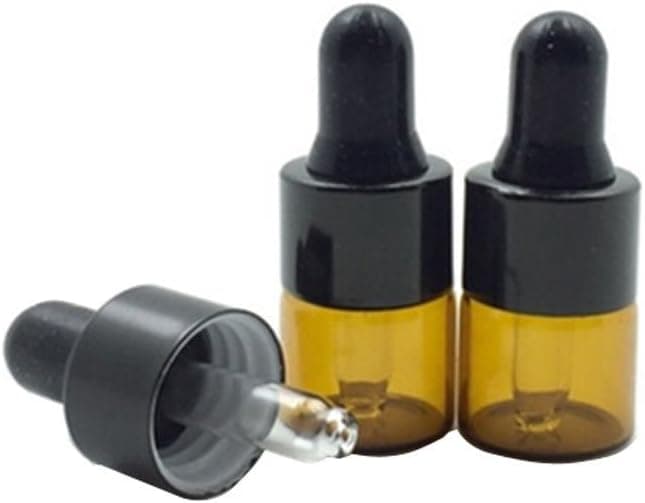 TOPWEL1ML Amber Glass Essential oil bottles and Eyed Dropper Caps (12)