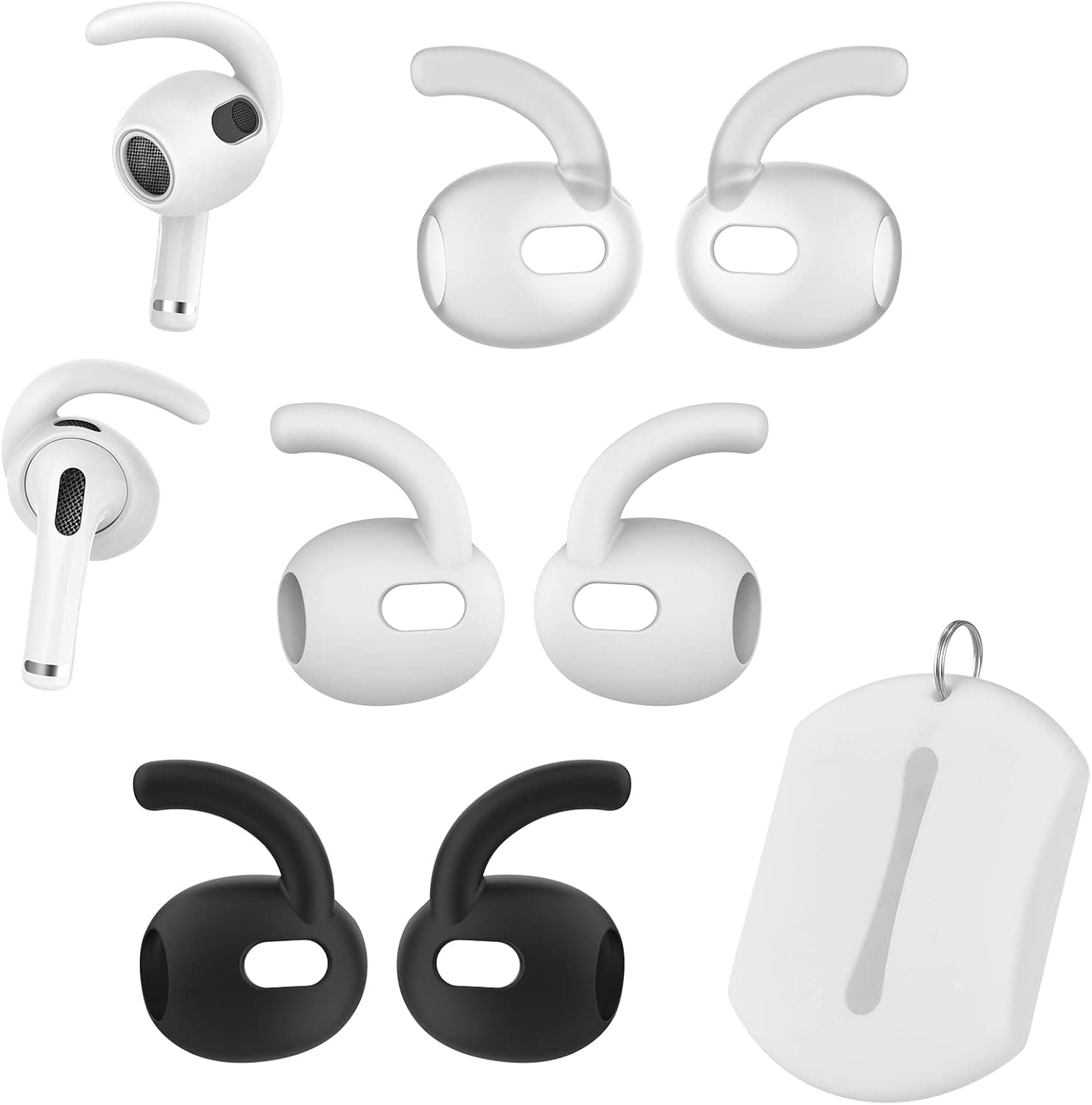 Ear Hooks Covers Compatible with Apple AirPods 3, Added Storage Pouch, Anti-Slip Silicone in-Ear Earhooks Covers, Ear Wings Accessories for Apple AirPods 3rd Generation (3 Pairs, Mixed Colors)