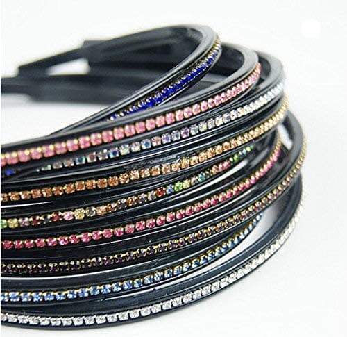 Sumddy 6 PCS Rhinestone Headband Narrow Headband Headwear with Teeth Hair Hoop Head Band Hair Band for Women (Color Random) (A#)