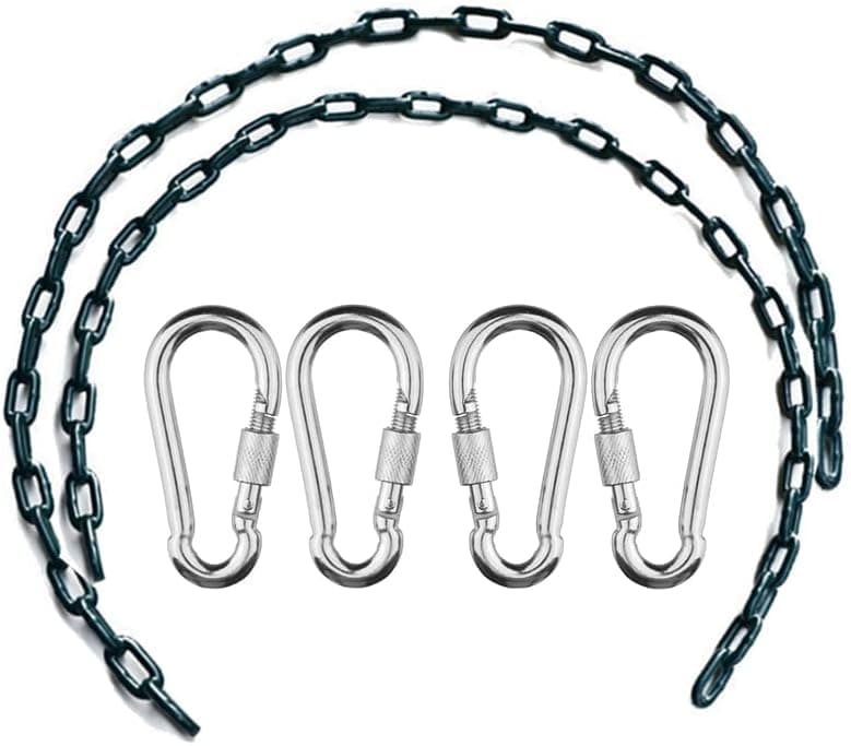 Ymeibe Swing Chains (2) Fully Coated for Swing Set with 4 Free Quick Links Anti-Rust Iron Link Chains Playground Kids Tree Swing Seat Accessories and Replacement Support 660 Lb (Green)