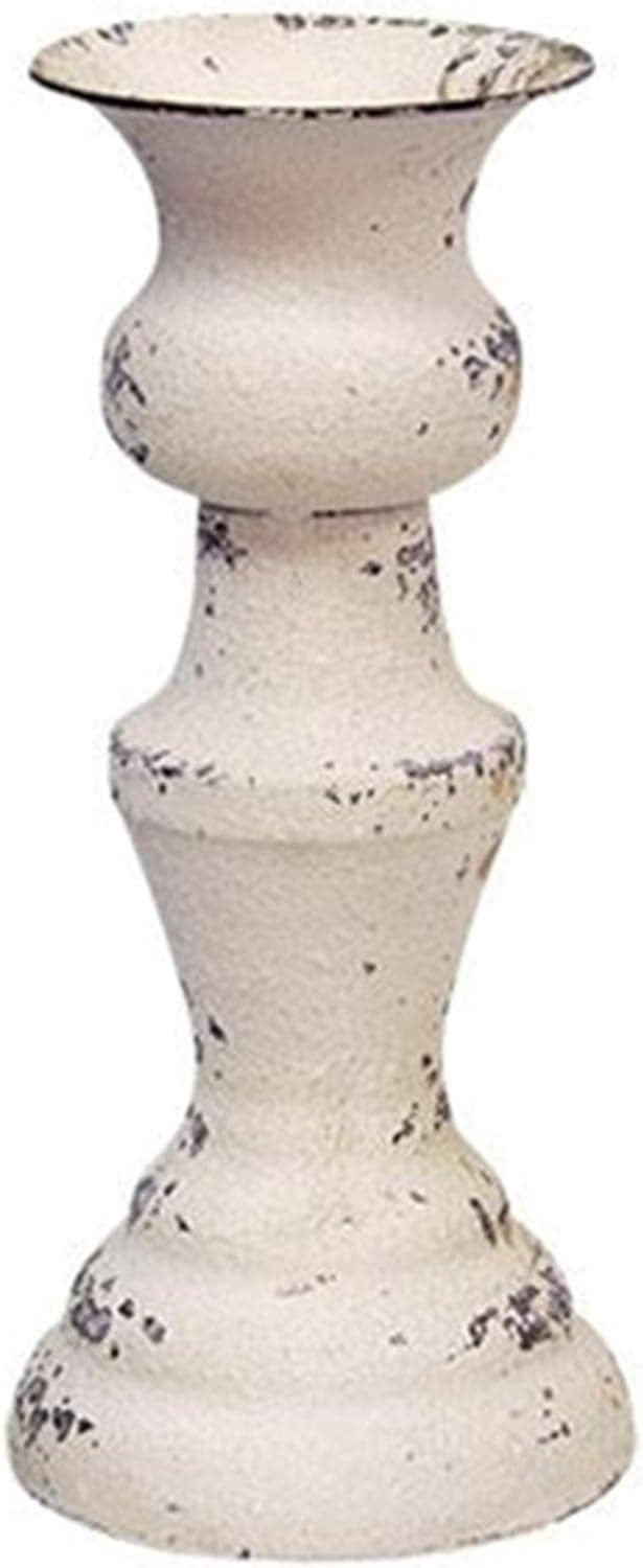 Metal Farmhouse Candle Holder | 1 PC | 5.5 inch | White Distressed
